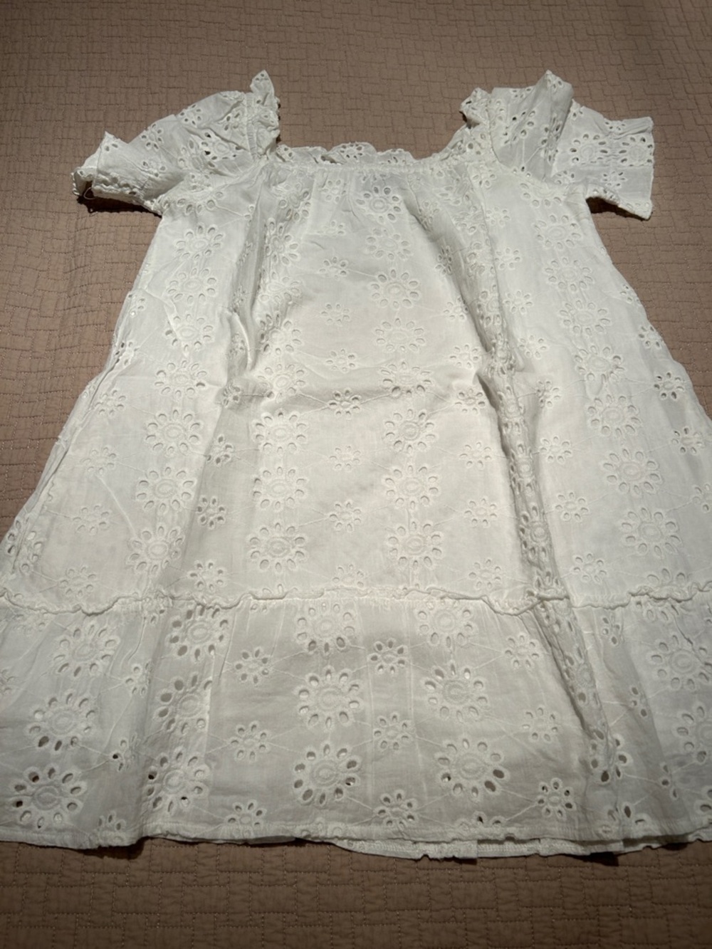 Saks Fifth Avenue White Eyelet Off-Shoulder Summer Dress